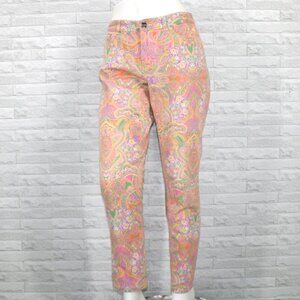 CHAPS Jeans Printed Paisley Floral Tapered Spring Pastel Colorful Pink 10